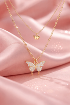 Golden Twin Butterfly Necklace