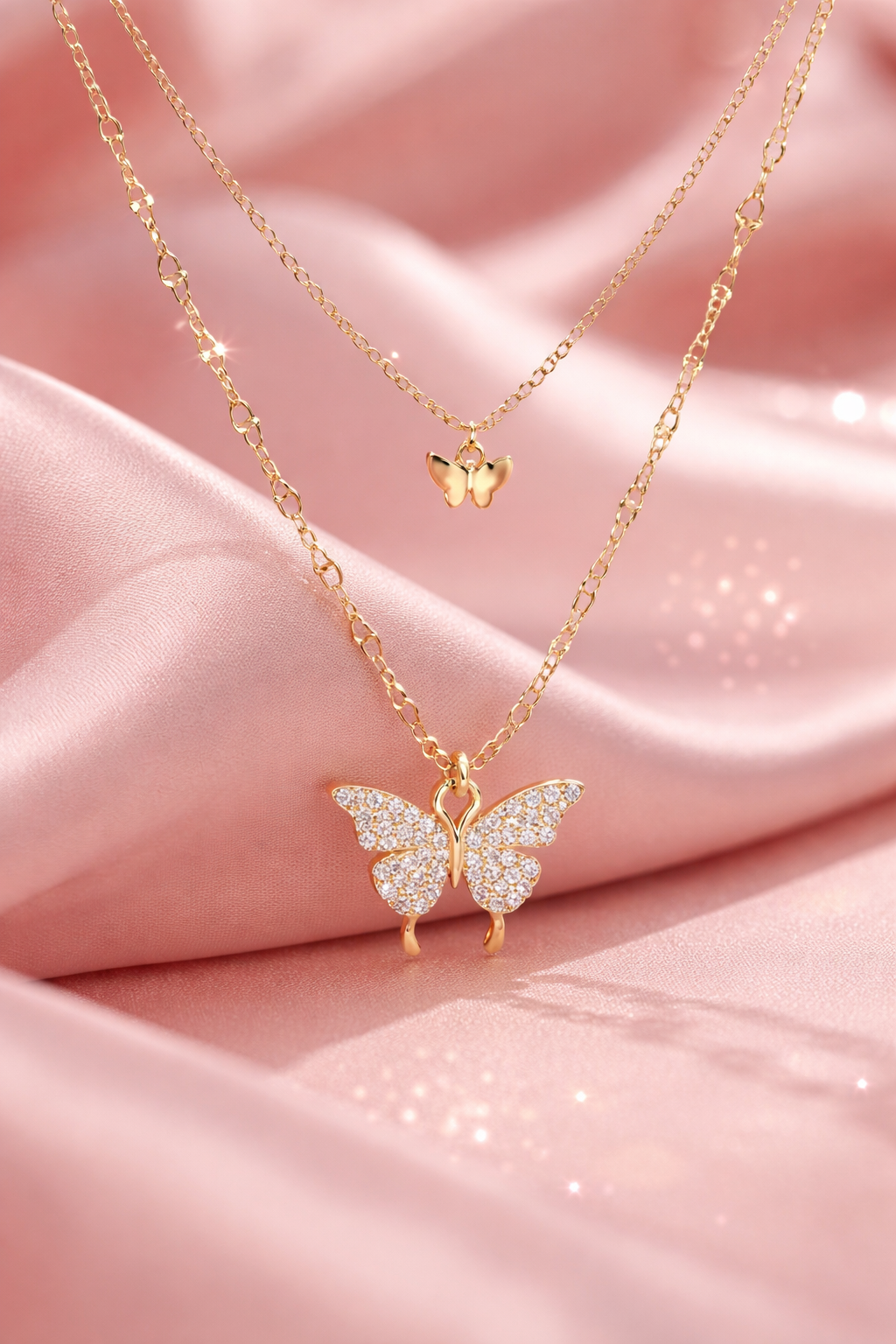 Golden Twin Butterfly Necklace