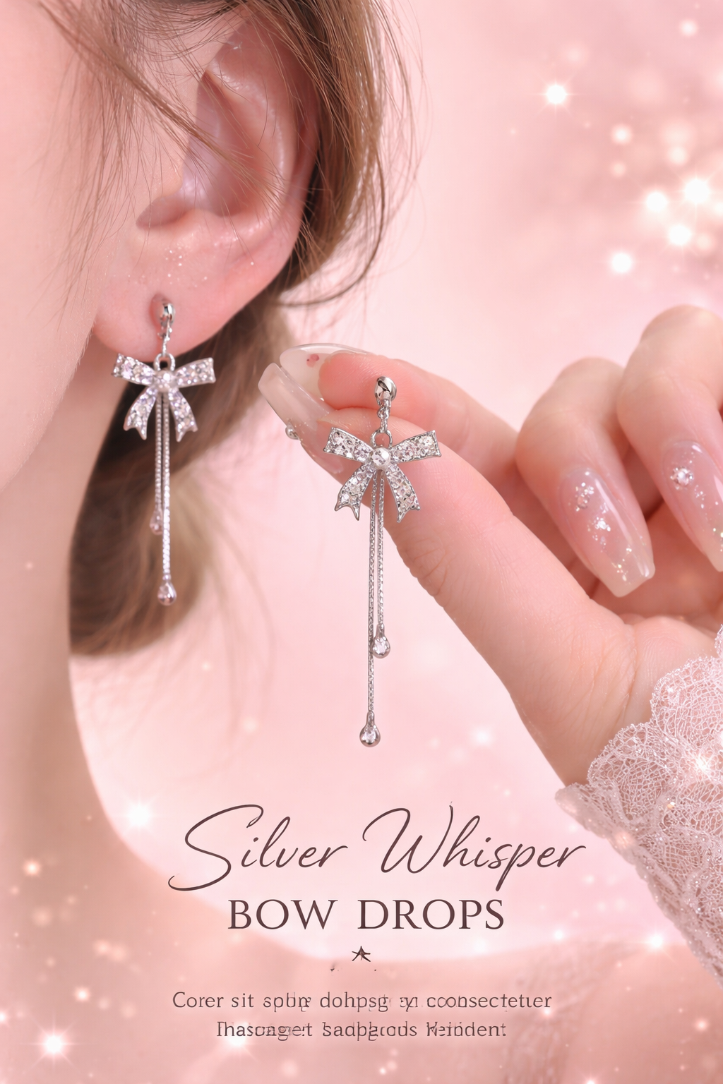 Silver Whisper Bow Drops🎀