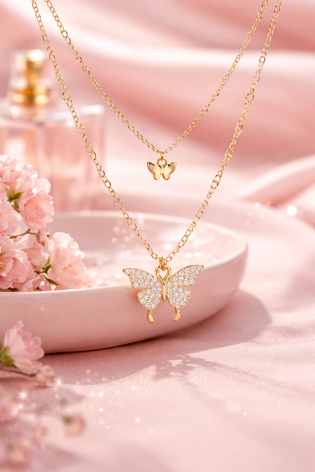 Golden Twin Butterfly Necklace