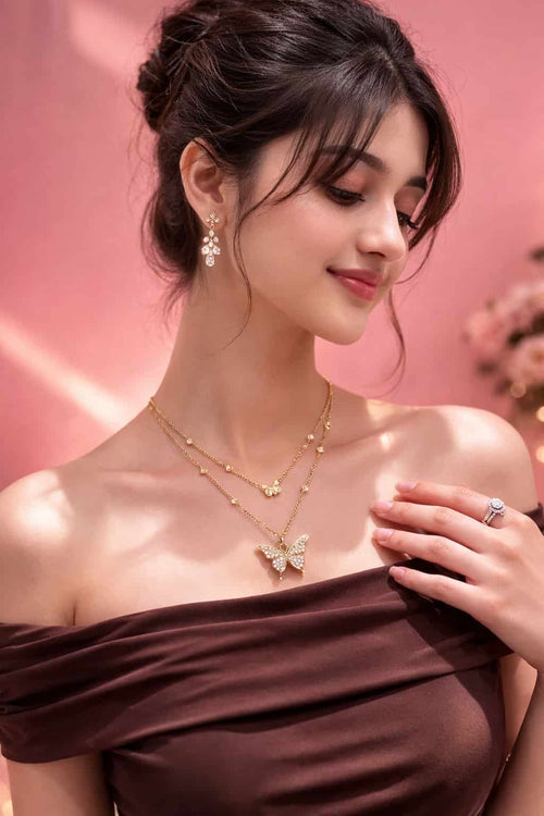 Golden Twin Butterfly Necklace