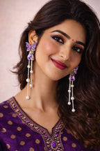 Purple Butterfly Chain Drop Earring