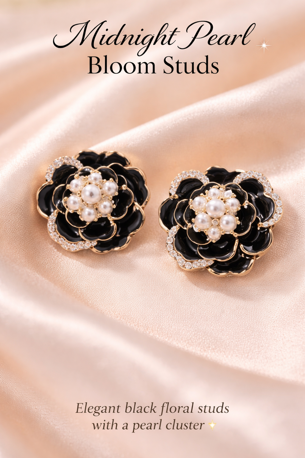 Midnight Pearl Bloom Studs